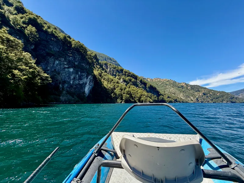 Lago Elizalde from the drift boat — float-day water